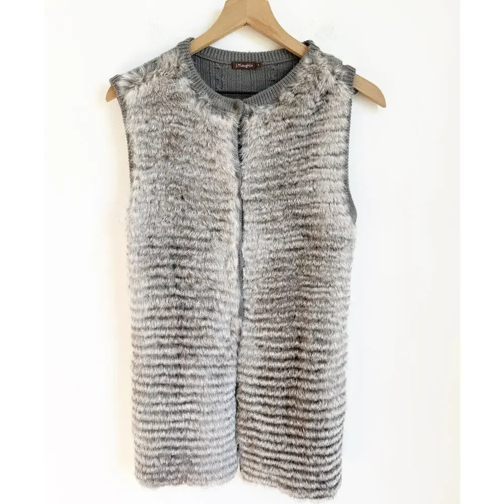 J McLAUGHLIN Vest Rabbit Fur & Merino Wool Small Gray Small